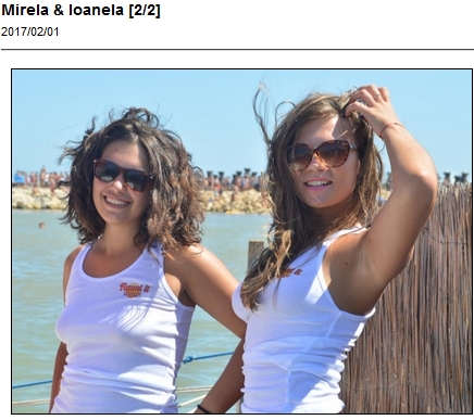 Real girls Mirela and Loanela posing in white t-shirts on the beach with UGotItFlauntIt